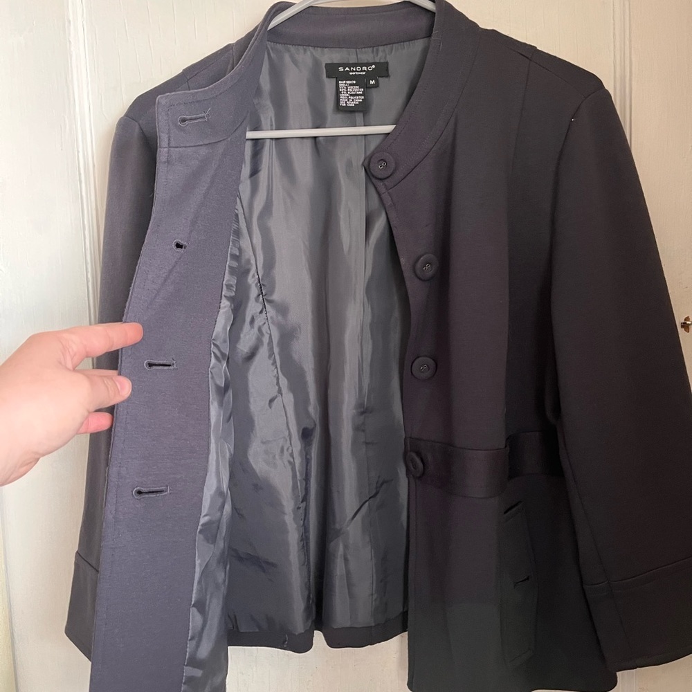 Sandro Swing Button Up Jacket Charcoal Size Medium - image 5